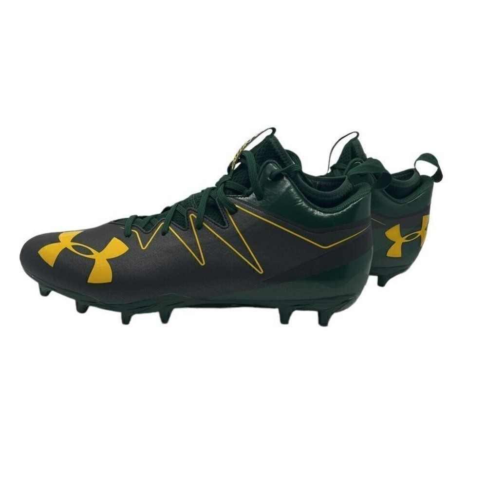 Under Armour Mens Nitro Football Shoes Green‎ 1290962-013 Mid Top Cleats 12M New
